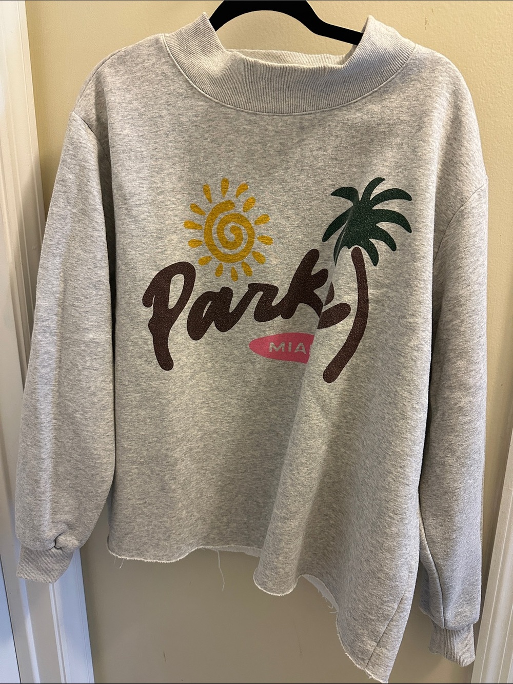 Gray 'Parke Miami' Graphic Sweatshirt with Sun & Palm